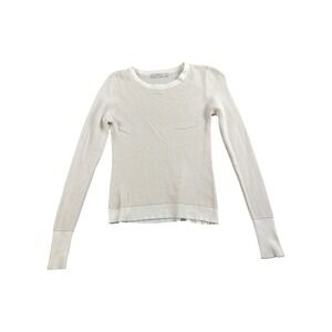 Zara‎ Knit White Textured Long Sleeve Crew Neck Sweater Top Women's Medium